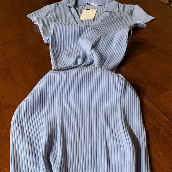 Zara Dresses & Skirts - Zara brand new gorgeous color baby blue long dress, size Large, made in Morocco.